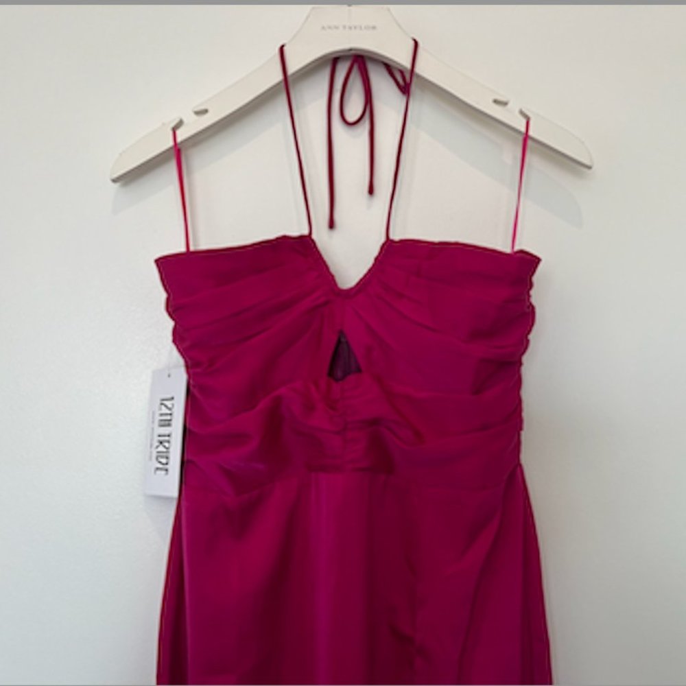 Alena Fuchsia Satin Maxi Dress 12th Tribe